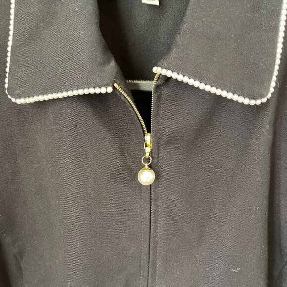 St. John Sport S Black & Pearl Designer Knit Sportcoat Timeless Classic - Picture 5 of 15